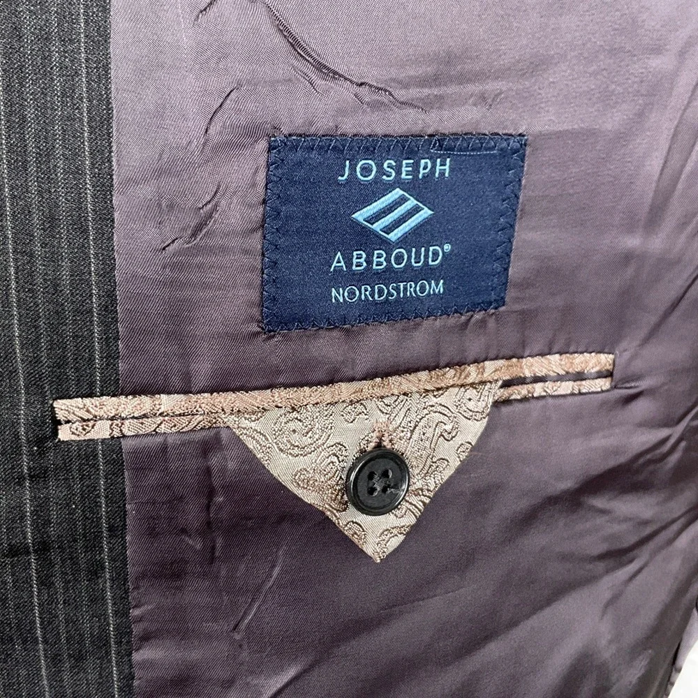 Joseph Abboud Blazer Men 44R‎ Gray Pinstripe Classic Wool Suit Jacket Classic